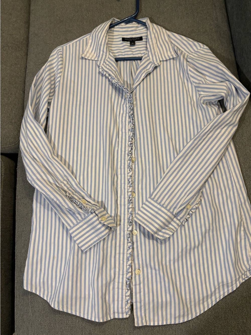 Banana Republic Light Blue and White Striped Button-Down Shirt
